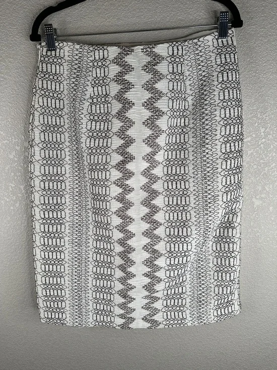 Tory Burch White Black Brown Ruffle Classic Career Modern Minimalist Skirt Sz 10 - Picture 4 of 6